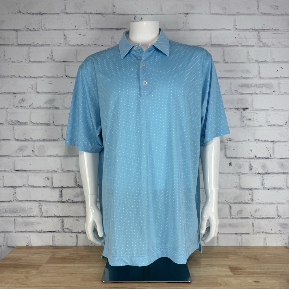 FootJoy‎ Shirt Men's Extra Large XL Polo Short Sleeve Golfing FJ Blue Polka Dot